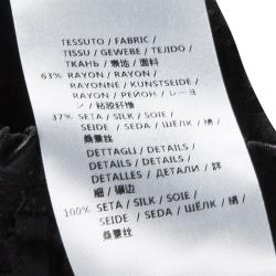 Pre Owned Alexander McQueen Black Silk Jacquard Contrast Hem Drawstring Detail Pants S