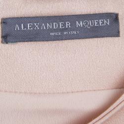 Pre Owned Alexander McQueen Pale Pink Washed Satin Zip Detail Sleeveless Dress S