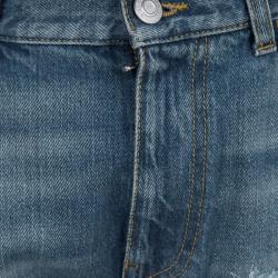 Pre Owned Alexander McQueen Indigo Washed Denim Faux Distressed Effect Jeans M