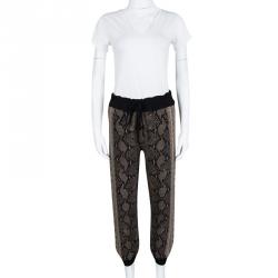 Pre Owned Alexander McQueen Snake Skin Pattern Jacquard Knit Jogger Pants S
