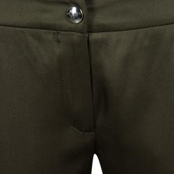 Pre Owned Alexander McQueen Olive Green Silk Snake Embroidered Jogger Pants S