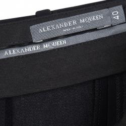 Pre Owned Alexander McQueen Back Leaf Crepe Jacquard Panel Detail High Waist Trousers S