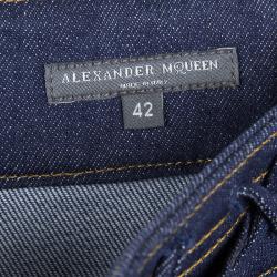 Pre Owned Alexander McQueen Indigo High Waist Straight Fit Denim Jeans M