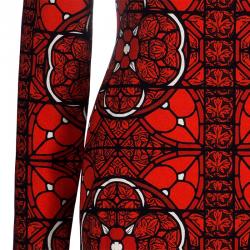 Pre Owned فستان أليكساندر مكوين بأكمام طويلة مطبوع أحمر S