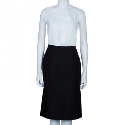 Pre Owned Alexander McQueen Black Wool and Silk Skirt L