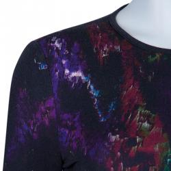 Pre Owned فستان أليكساندر مكوين تريكو أسود مطبوع S