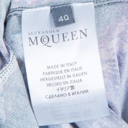 Pre Owned فستان أليكساندر مكوين تريكو أسود مطبوع S