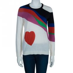 Alexander McQueen Multicolor Heart Intarsia Print Sweater L