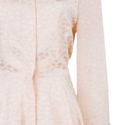 Pre Owned Alexander McQueen Pink Jacquard Leaf Motif Long Sleeve Shirt Dress M