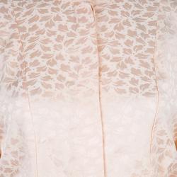 Pre Owned Alexander McQueen Pink Jacquard Leaf Motif Long Sleeve Shirt Dress M