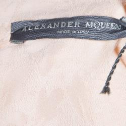 Pre Owned Alexander McQueen Pink Jacquard Leaf Motif Long Sleeve Shirt Dress M