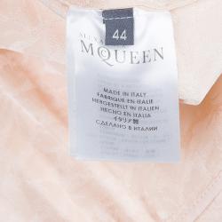 Pre Owned Alexander McQueen Pink Jacquard Leaf Motif Long Sleeve Shirt Dress M