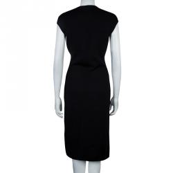 Pre Owned Alexander McQueen Black Jacquard Lurex Knit Pencil Dress XL