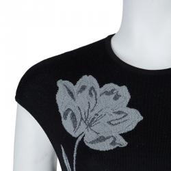 Pre Owned Alexander McQueen Black Jacquard Lurex Knit Pencil Dress XL