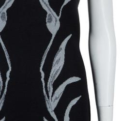 Pre Owned Alexander McQueen Black Jacquard Lurex Knit Pencil Dress XL