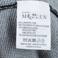 Pre Owned Alexander McQueen Black Jacquard Lurex Knit Pencil Dress XL