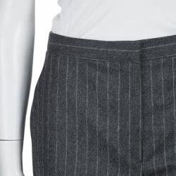 Pre Owned بنطلون أليكساندر ماكوين صوف مخطط رصاصي M