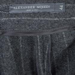 Pre Owned بنطلون أليكساندر ماكوين صوف مخطط رصاصي M