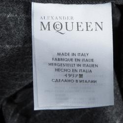 Pre Owned بنطلون أليكساندر ماكوين صوف مخطط رصاصي M