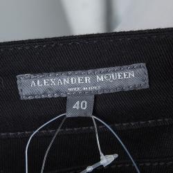 Pre Owned Alexander McQueen Black Denim Side Zip Detail Jeans S