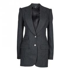 Alexander McQueen Grey Chalk Striped Wool Blazer M