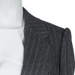 Alexander McQueen Grey Chalk Striped Wool Blazer M