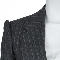 Alexander McQueen Grey Chalk Striped Wool Blazer M