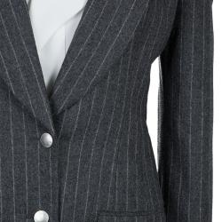Alexander McQueen Grey Chalk Striped Wool Blazer M