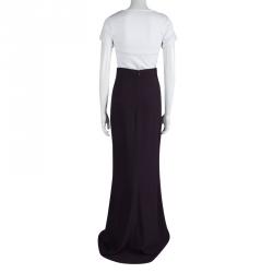 Pre Owned Alexander McQueen Purple Leaf Crepe Bow Detail Maxi Skirt S