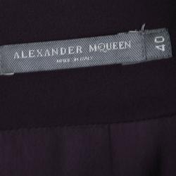 Pre Owned Alexander McQueen Purple Leaf Crepe Bow Detail Maxi Skirt S