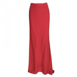 Alexander McQueen Red Crepe Flared Maxi Skirt S