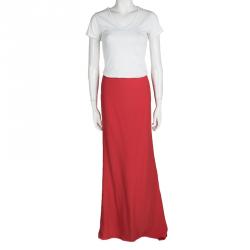 Alexander McQueen Red Crepe Flared Maxi Skirt S