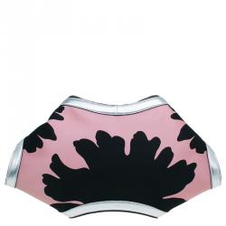 Pre Owned Alexander McQueen Black/Pink Satin Medium Floral De Manta Clutch