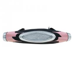 Pre Owned Alexander McQueen Black/Pink Satin Medium Floral De Manta Clutch