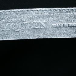 Pre Owned Alexander McQueen Black/Pink Satin Medium Floral De Manta Clutch