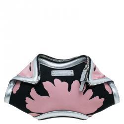 Pre Owned حقيبة كلتش أليسكاندر مكوين فلورال دي مانت ستان أسود/وردي صغيرة