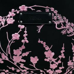 Pre Owned حقيبة كلتش أليكساندر مكوين فلورال دي مانتا مطرزة ساتان سوداء متوسطة