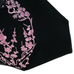 Pre Owned حقيبة كلتش أليكساندر مكوين فلورال دي مانتا مطرزة ساتان سوداء متوسطة