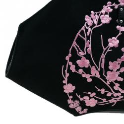 Pre Owned حقيبة كلتش أليكساندر مكوين فلورال دي مانتا مطرزة ساتان سوداء متوسطة