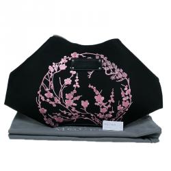 Pre Owned حقيبة كلتش أليكساندر مكوين فلورال دي مانتا مطرزة ساتان سوداء متوسطة