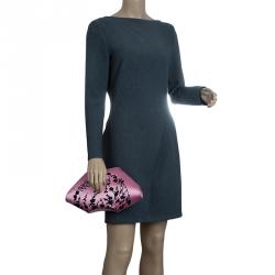 Pre Owned Alexander McQueen Pink Satin Small Embroidered De Manta Clutch
