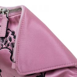 Pre Owned Alexander McQueen Pink Satin Small Embroidered De Manta Clutch