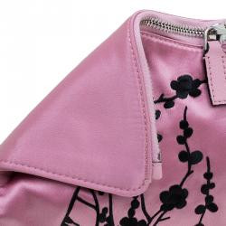 Pre Owned Alexander McQueen Pink Satin Small Embroidered De Manta Clutch