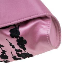 Pre Owned Alexander McQueen Pink Satin Small Embroidered De Manta Clutch