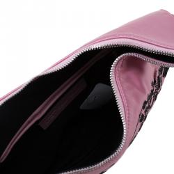 Pre Owned Alexander McQueen Pink Satin Small Embroidered De Manta Clutch