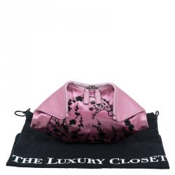 Pre Owned Alexander McQueen Pink Satin Small Embroidered De Manta Clutch