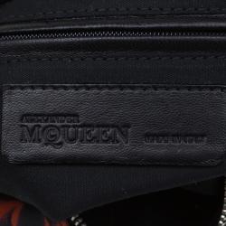 Pre Owned Alexander McQueen Black/Orange Tulip Print Satin Medium De Manta Clutch