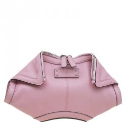 Pre Owned Alexander McQueen Pink Leather De Manta Small Clutch