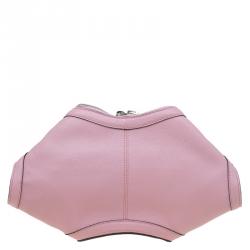 Pre Owned Alexander McQueen Pink Leather De Manta Small Clutch