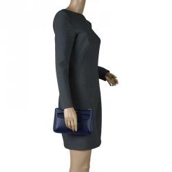 Alexander McQueen Dark Blue Leather Zip Pouch